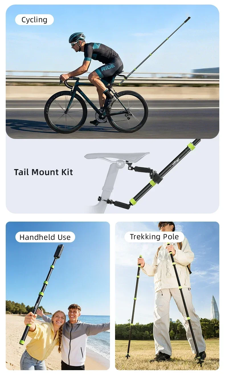 aMagisn 1,5 m (59,0 Zoll) / 1,1 m (43,3 Zoll) Motorrad-Selfie-Stick für GoPro DJI Insta360, 1/4 Zoll unsichtbare Teleskopstange – Detail 14