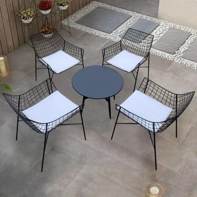 Simple villa leisure outdoor outdoor chair milk tea shop hotel garden rest table and chair combination