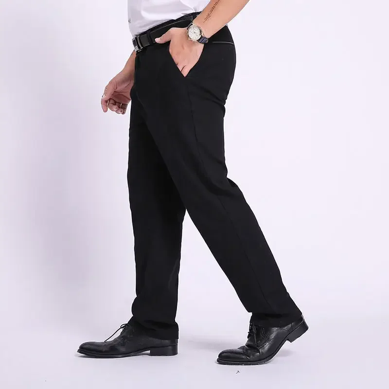 Pantaloni da uomo di grandi dimensioni da uomo grasso sottile estivo elasticizzato più pantaloni grassi più grandi pantaloni casual dritti da uomo larghi JJ431
