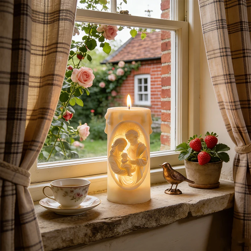 

Candle Silicone Mold Holy Family Relief Aromatherapy Candle DIY Mold Resin Plaster Mould for Christian Home Decor Religious