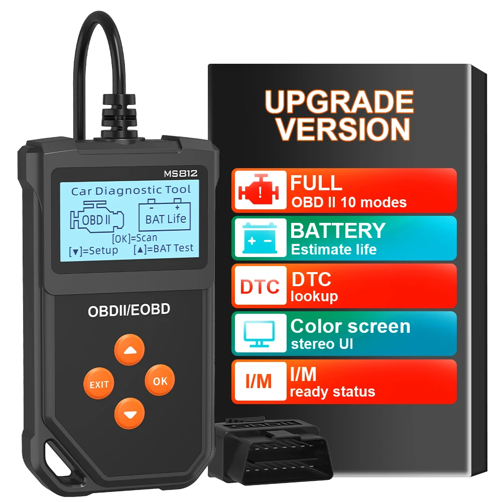 Check Engine System Battery Tester Car Diagnostic Tools Car OBD2 Code Reader Fault Code Clear Read Vehicle Information MS812