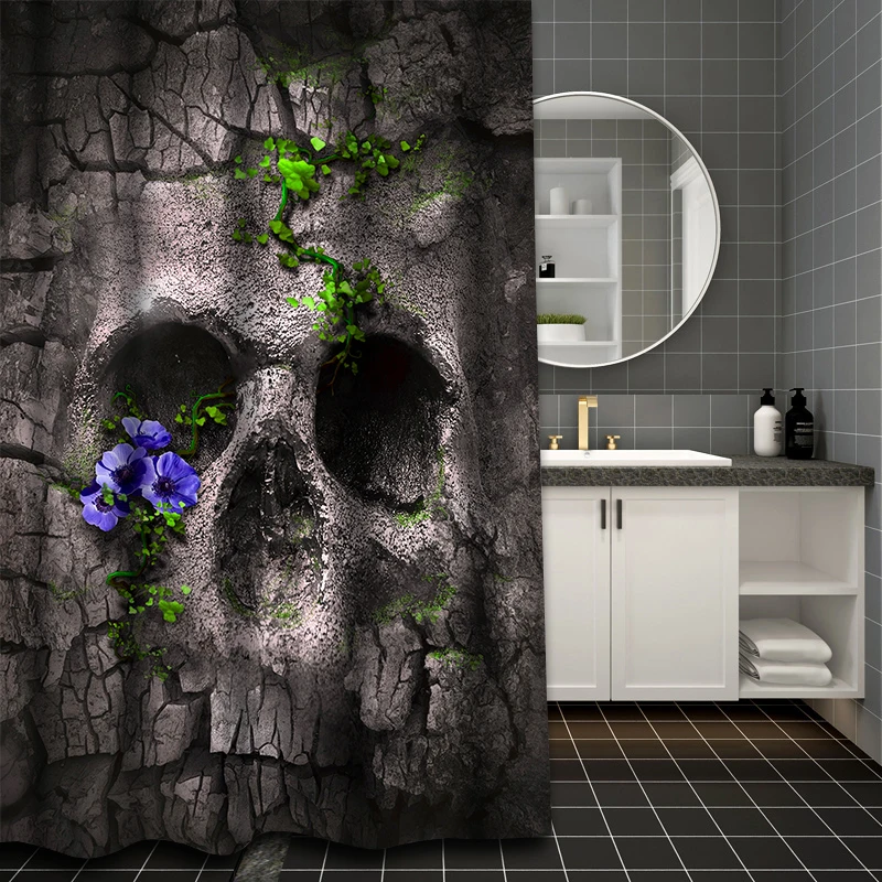 Ghostly Skull Bathing Curtain  Bathroom Shower Curtain Waterproof With 12 Hooks Home Deco Free Ship