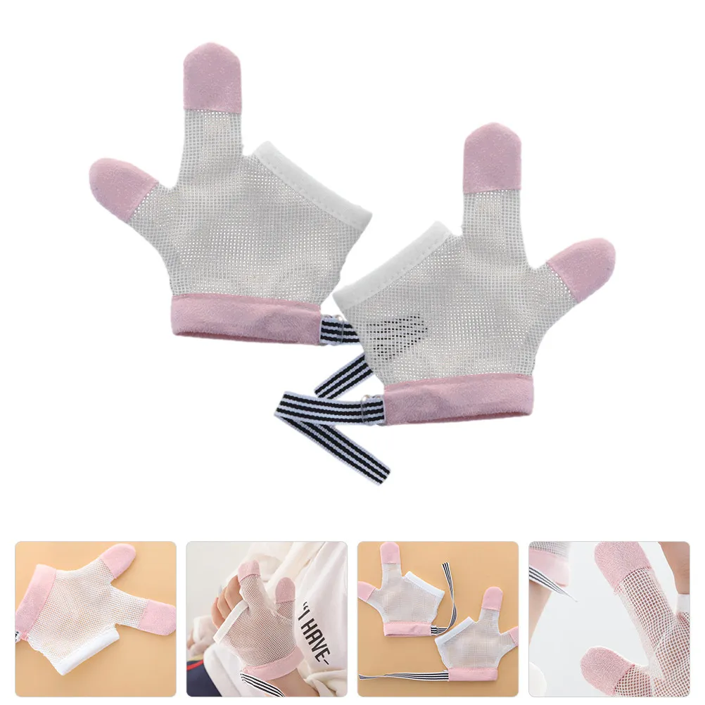 

1Pair Baby Stop Thumb Sucking Gloves Breathable Mesh Infant Finger Sucking Stop Guard Adjustable Drawstring Comfortable Anti