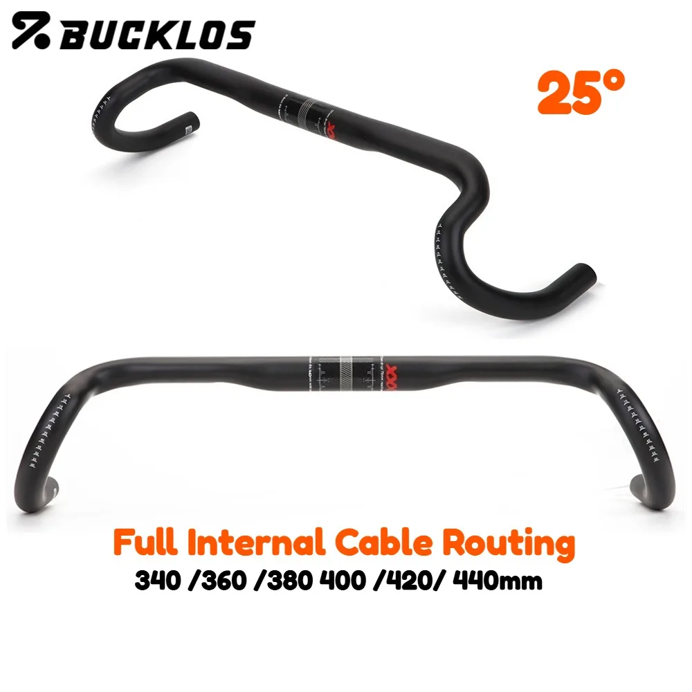 BUCKLOS Carbonfaser-Fahrradlenker, 25 ° Großer Rennrad-Lenker, Vollständig Intern Verlegte Kabel Aero-Bent-Bar Fahrradzubehör – Detail 1