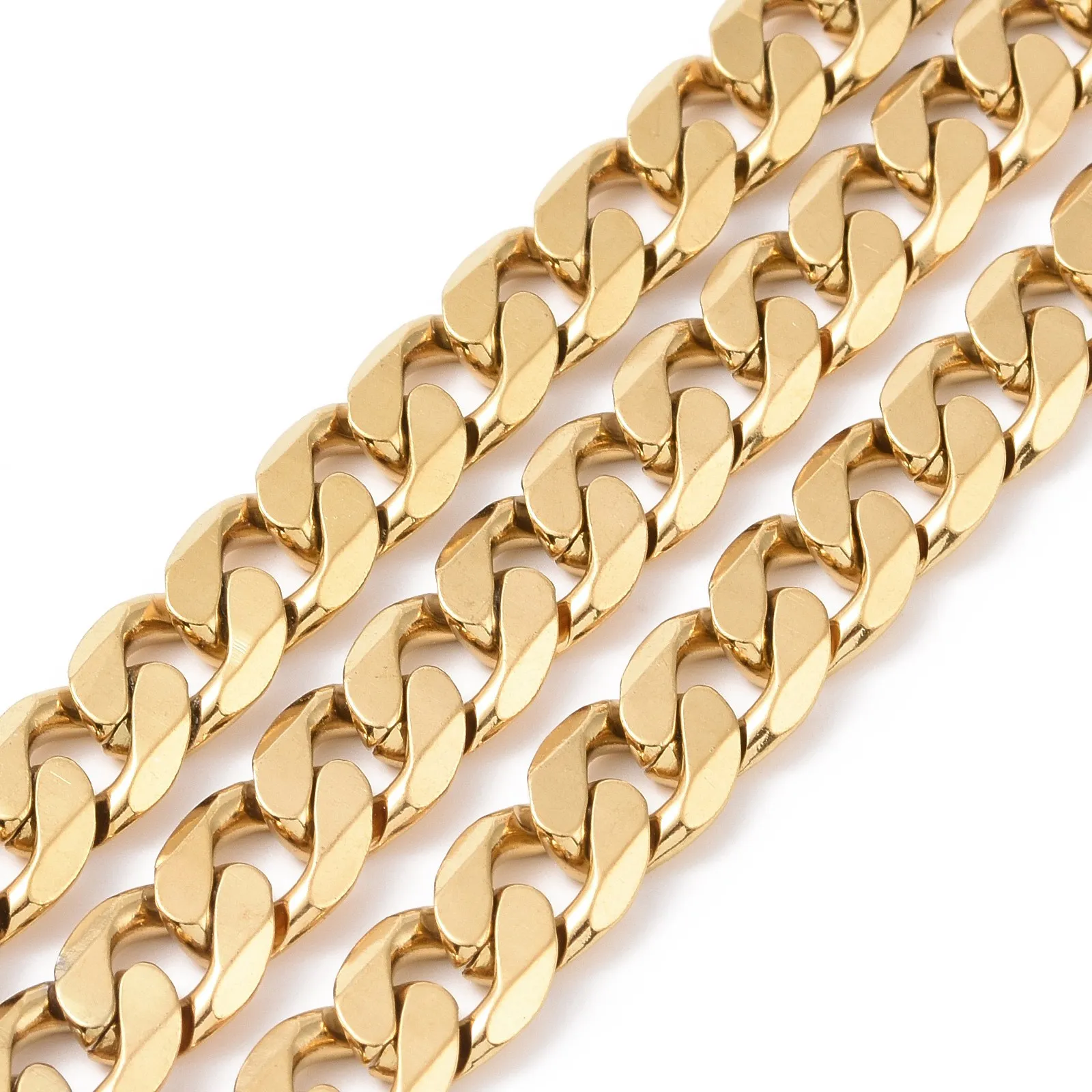 

10mm wide 304 Stainless Steel Cuban Link Chains 5m/roll Twisted Chain Chunky Curb Chain Unwelded for Jewelry Making DIY Bracelet