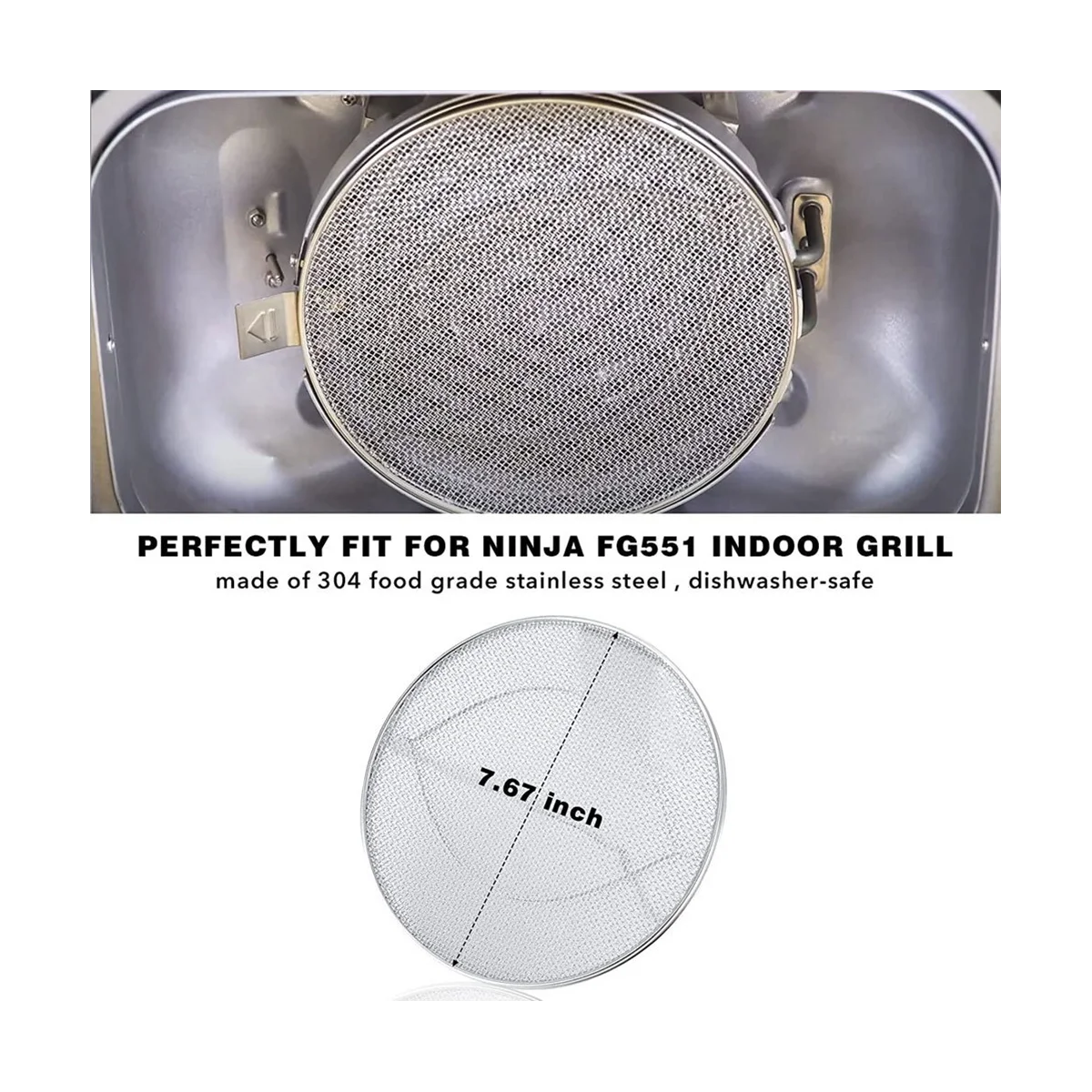 Stainless Steel Splatter for Ninja Foodi FG551, Accessories for Ninja Foodi Smart XL 6-In-1 Indoor Grill Reusable