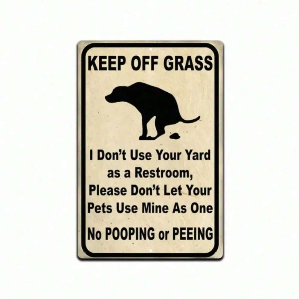 KEEP OFF GRASS Aluminum Yard Sign 8x12 No Dogs Pooping Peeing Outdoor Lawn Decoration