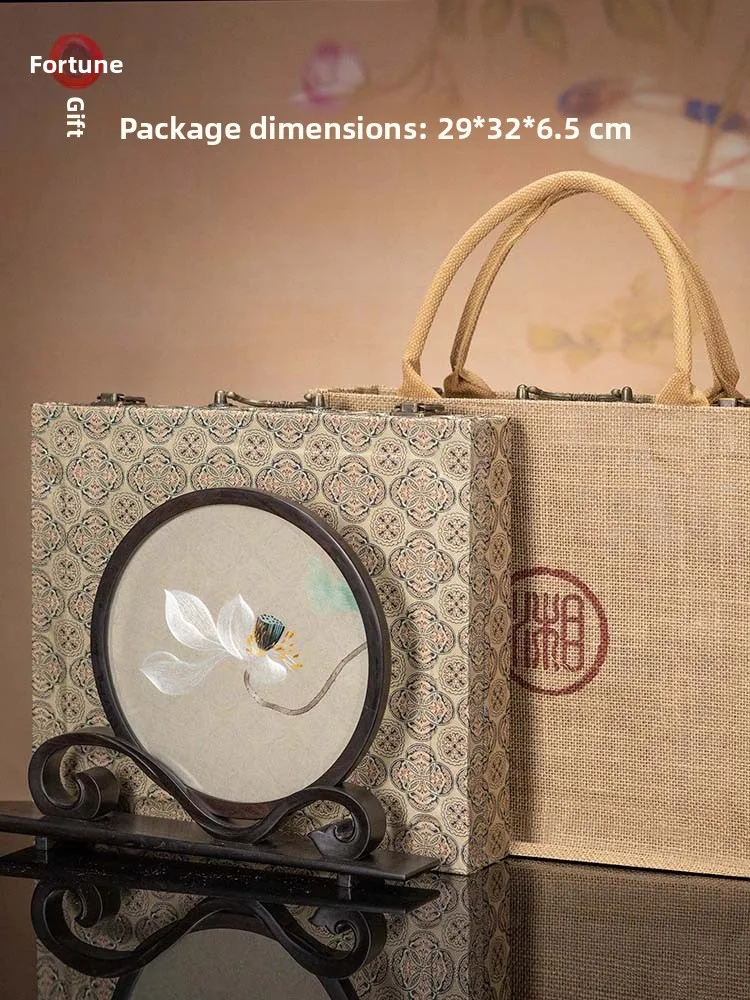 

Двусторонняя вышивка ручной работы Xiang Chuan Li, круглый экран-дисплей, декор для спальни и кабинета, украшение в новом китайском стиле