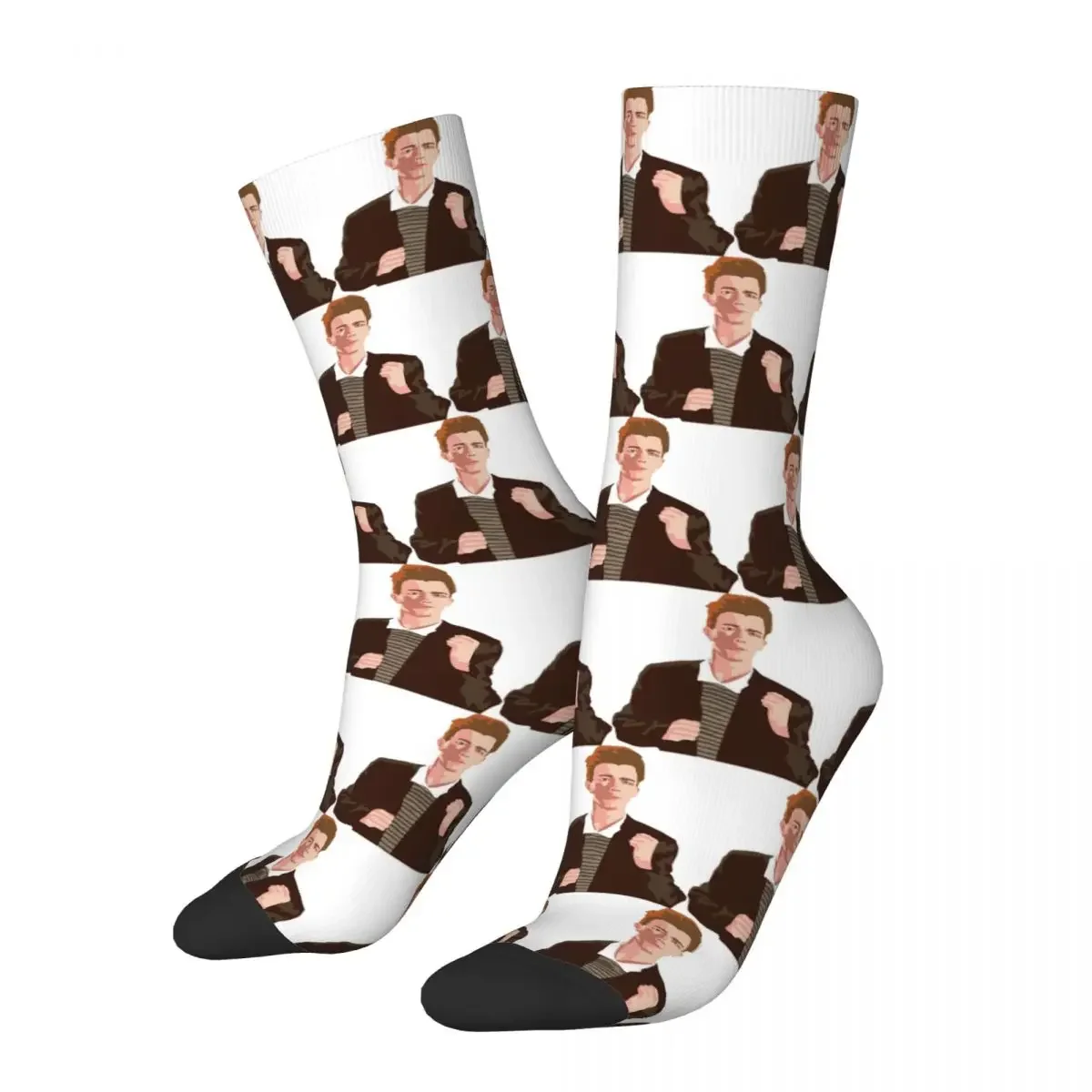 Chaussettes Rick Roll pour hommes et femmes, bas absorbant la sueur Harajuku, chaussettes longues toutes saisons, accessoires pour cadeau d'anniversaire