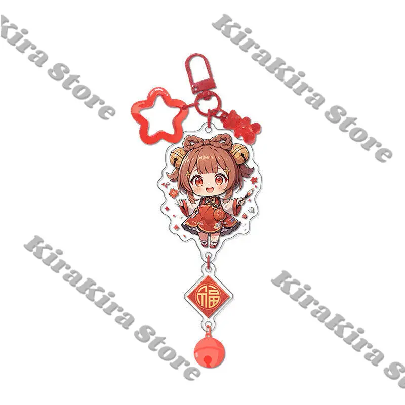 Tartaglia Anime Genshin Impact Keychain Jingle Bell Pendant Hu Tao Cosplay Venti Decor Chinese New Year Series Cute Ornaments