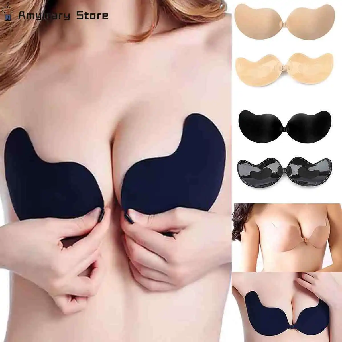 

Summer Sexy Silicone Bra Invisible Push Up Strapless Bra Stealth Adhesive Backless Breast Enhancer for Women Lady Nipple Cover