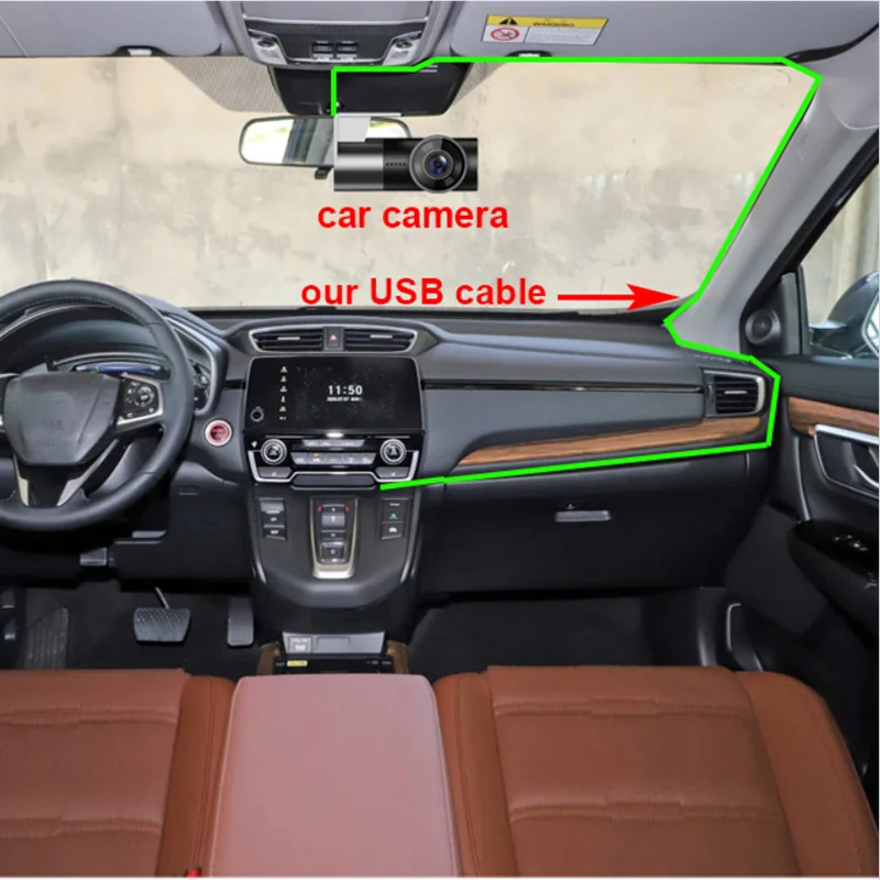 Kabel USB do ładowania kamery samochodowej Dash Cam z portem Micro Mini Type-C, długość przewodu 3,5 metra (11,5 stopy) — zdjęcie 5