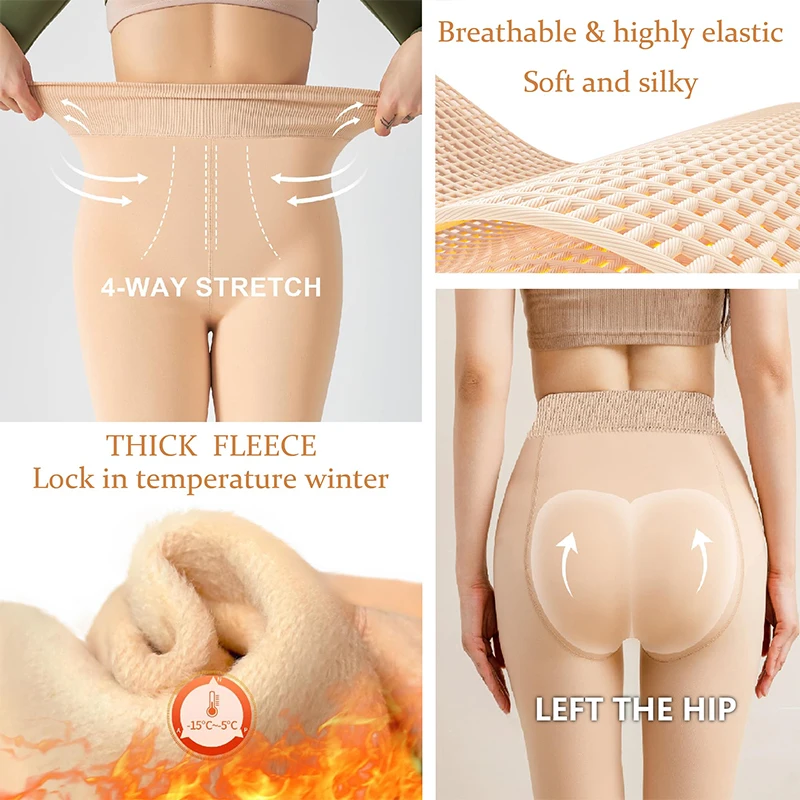 النساء سميكة الحرارية الشتاء طماق جوارب طويلة عالية الخصر صوف مبطن الجوارب ، الدافئة مطاطا سليم صالح دفئا الجوارب