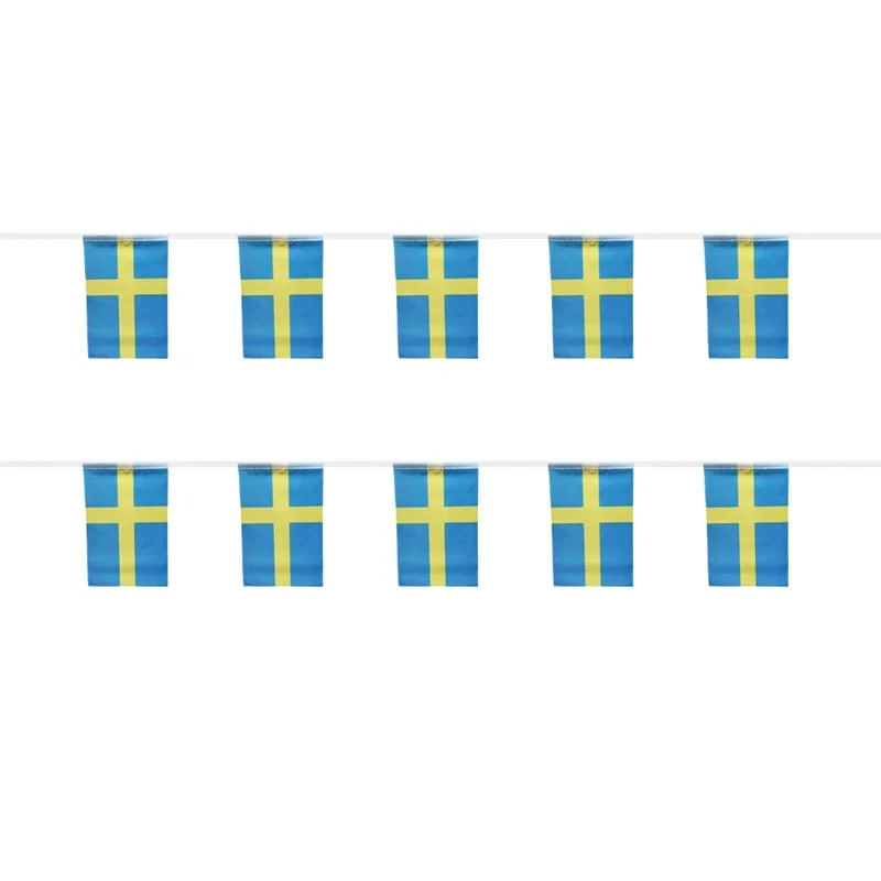 

SKY FLAG Sweden bunting flags 14x21cm 20pcs/lot Sweden String flags Pennant Banner for Festival Party decoration