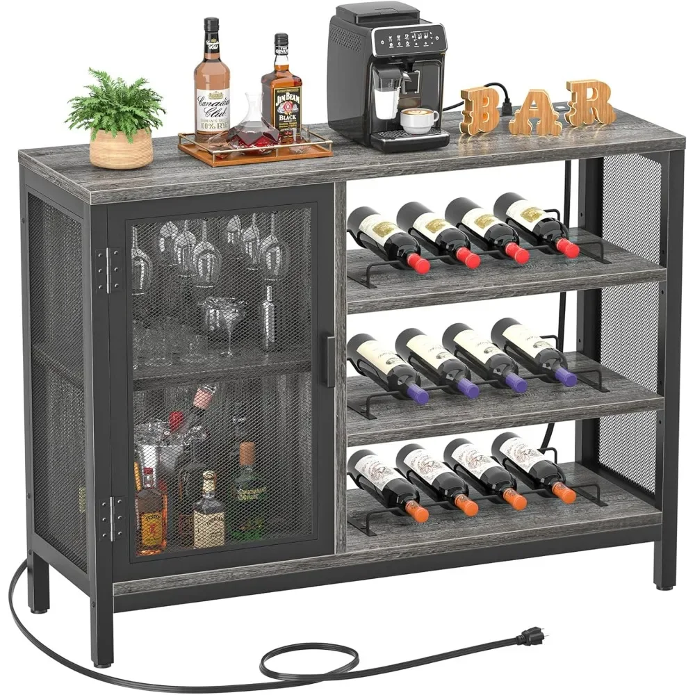 Armoire de bar avec prises de courant, armoires industrielles pour français ou verres, mini café français de ferme ou bar d'armoire