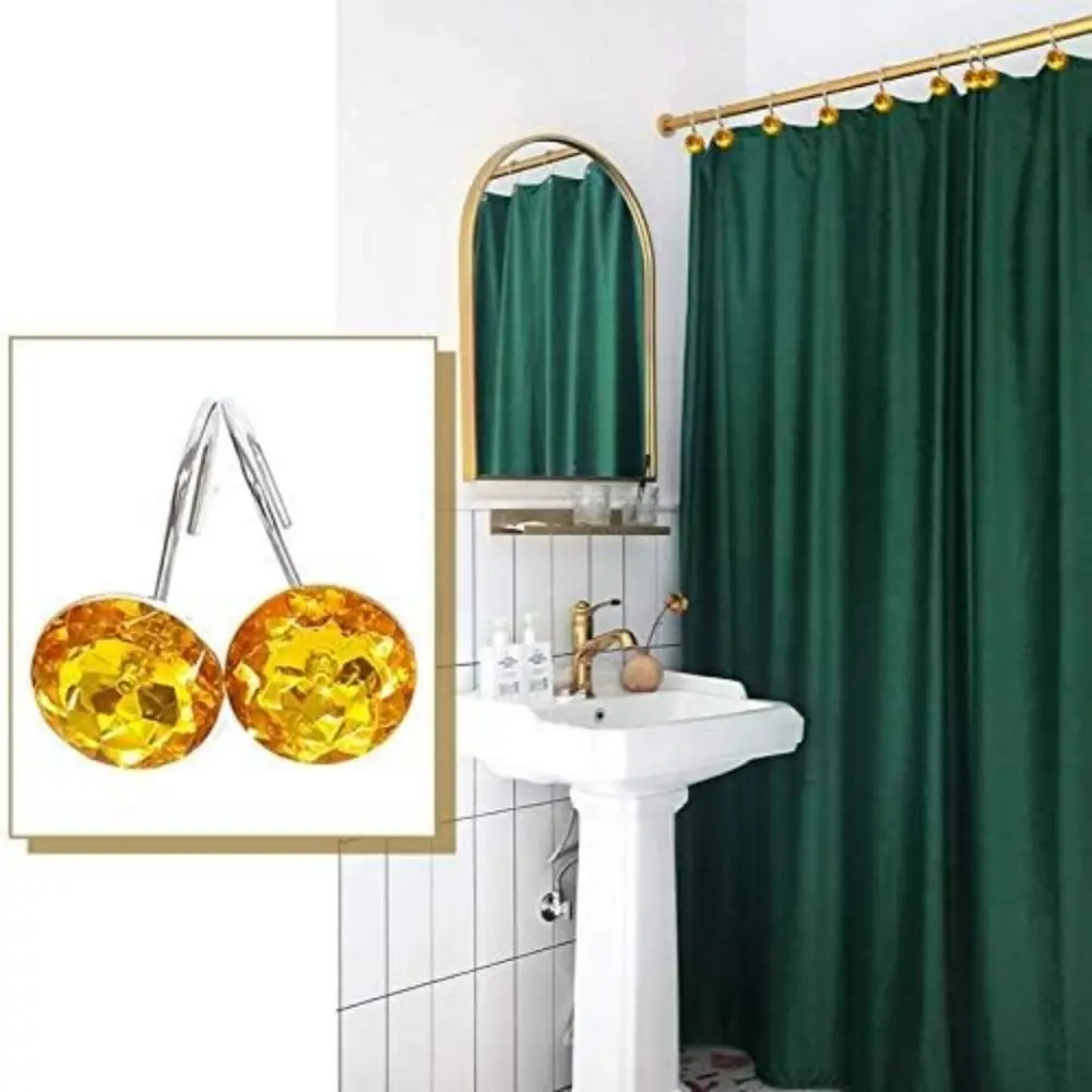 12PCS Shower Curtain Hooks Rings for Bathroom, Stainless Steel Decorative Rhinestones Hangers for Shower Curtains, Clothing