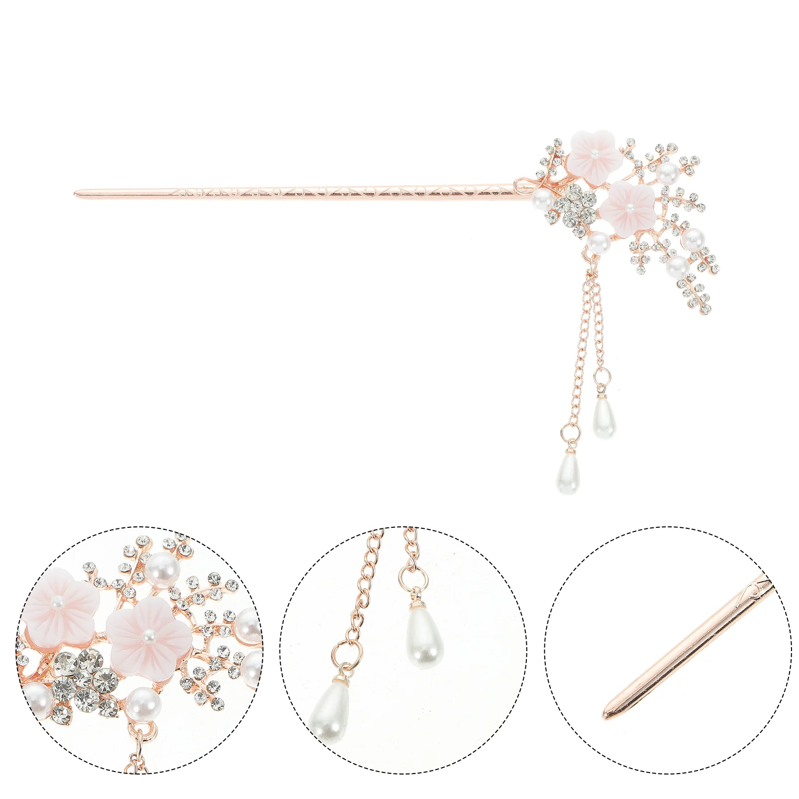 

Pearl Hairpin Alloy Stick Pins Rhinestone Chopstick Barrettes Flower Accessories