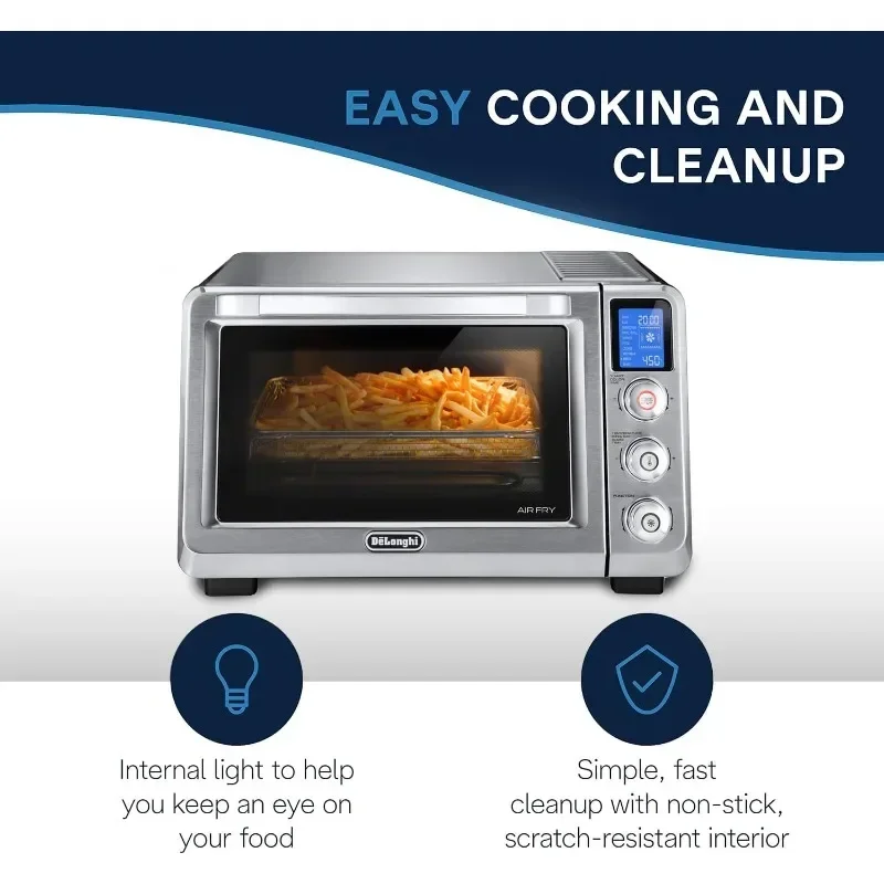 De'longhi Digitale Lucht Friteuse True Convectie Oven Met Ingebouwde Verlichting Reheat Presets Rvs