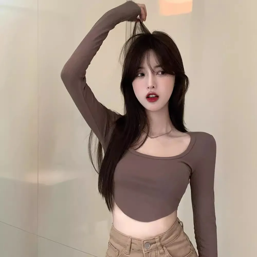 

T-shirt Slim-fitting Long-sleeved Short Top Women's Early Autumn