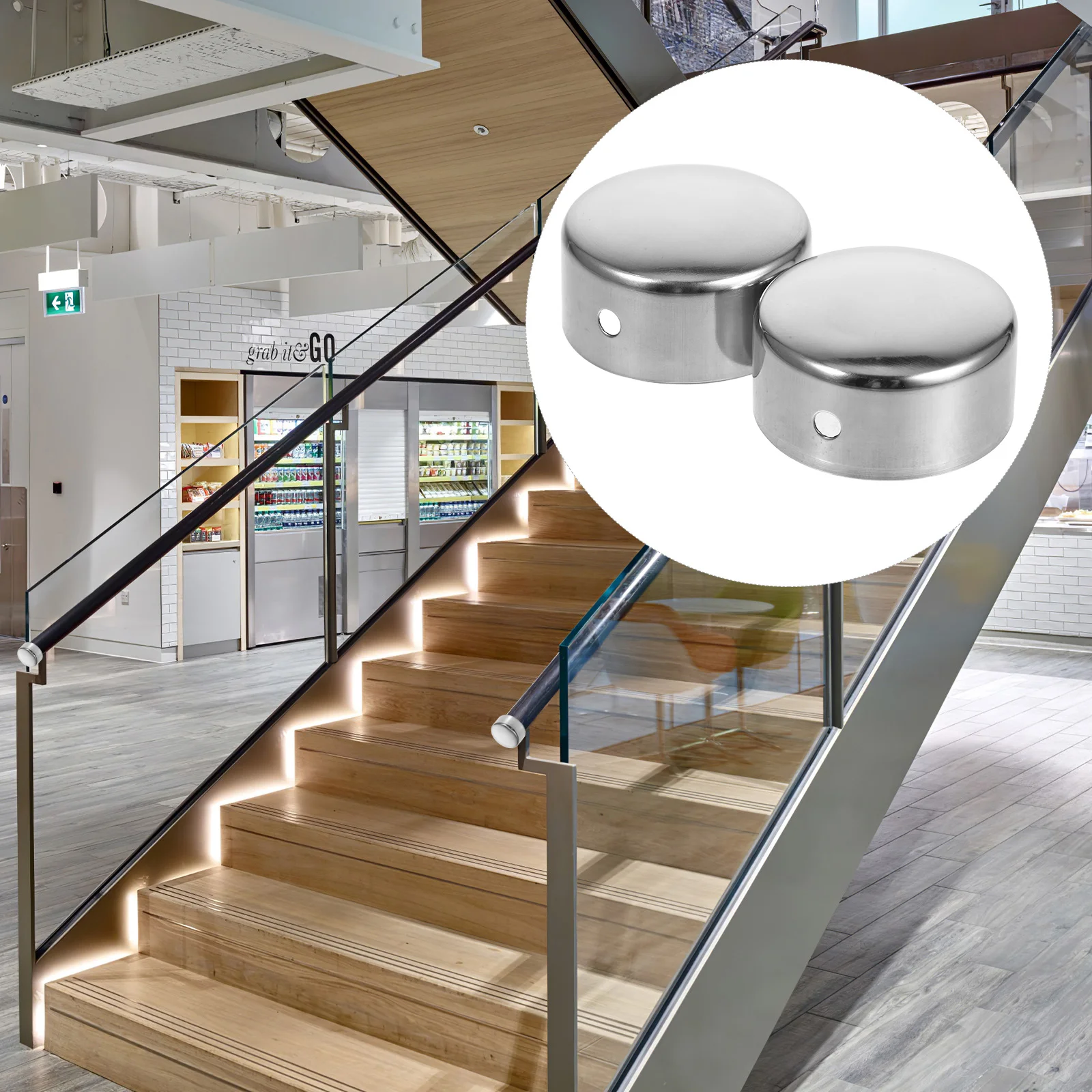 Handrail Caps Stair Railing End Staircase Metal Stainless Steel Brackets Cover Fittings