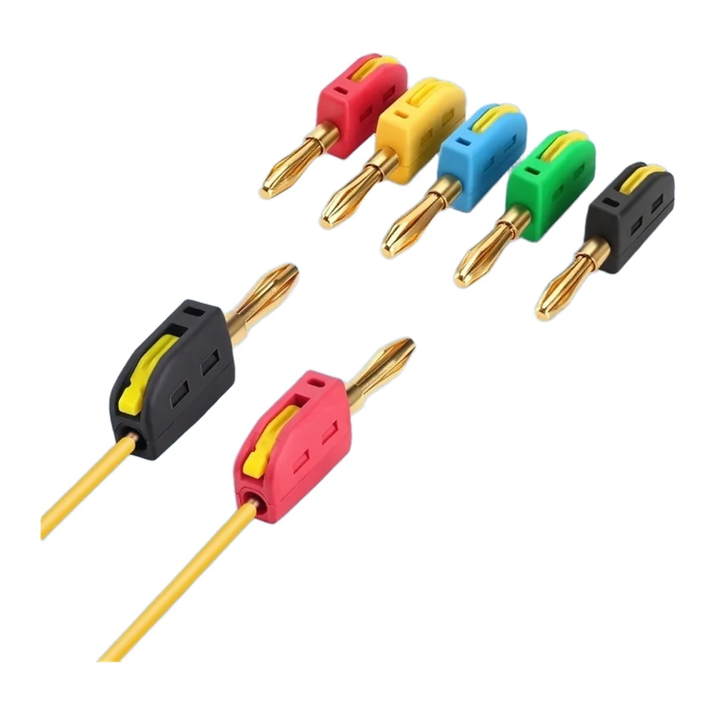 10pcs 4mm Gold Plated Audio Speaker Terminals with Quick Connect Design and VO Rated Flame Retardant Housing for Safe Operation