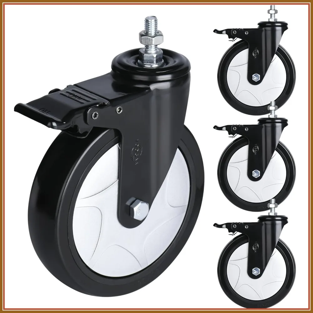 

6 Inch Heavy Duty Swivel Caster Wheels 2000lbs Dual Locking Industrial Casters Set of 4 for Wire Shelving, Carts, Furniture