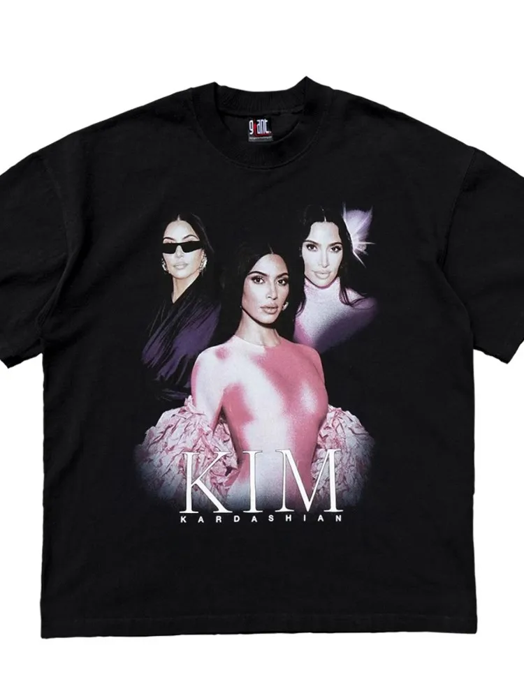 Duży Rozmiar 300 Pou 2025 Nowy Paryż Portret ort Sve T-shirt Czysta Bawełna Modny Waed f Sve Damski Top