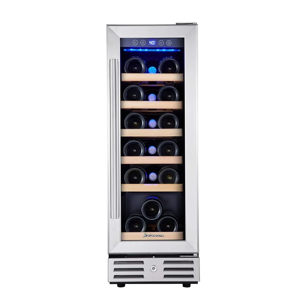 12 inch Wine Cooler Refrigerator, Built-in or Freestanding Wine Fridge, with Stainless Steel & Double-Layer Tempered Glass Door