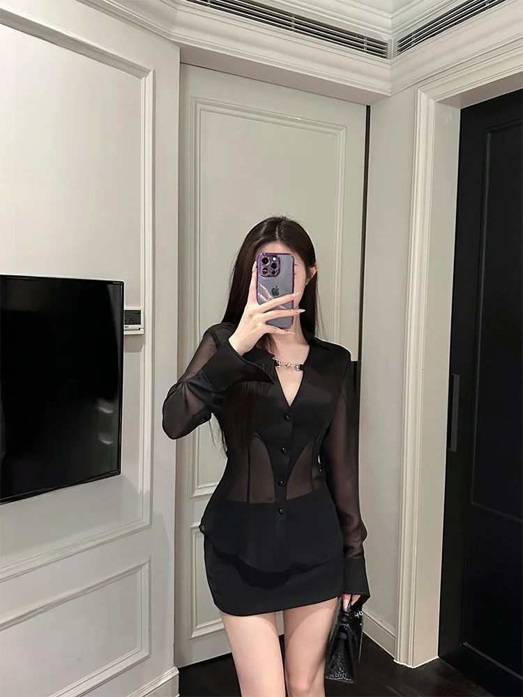 

Оригинальный высококачественный атласный топ Fay из тюля с V-образным вырезом и зауженной талией, модная полупрозрачная блузка для женщин