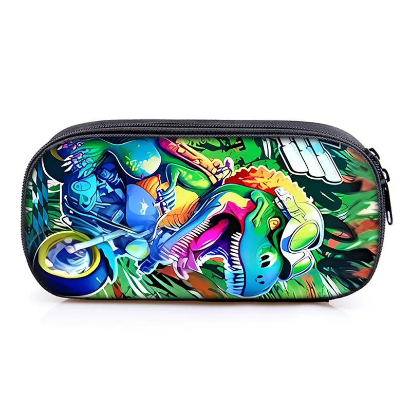 Dinosaur primary and secondary school students DIY printed pen box compartment pen bag pen box stationery box
