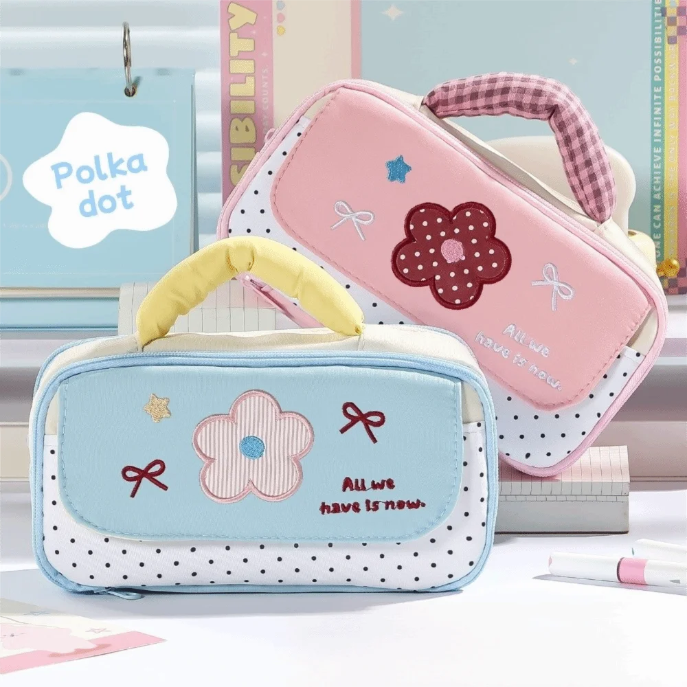 New Design Soft Handle Stationery Bag Multi-Layer Large Capacity Pen Pouch Zipper Closure Multi Pocket Storage Bag Student Use