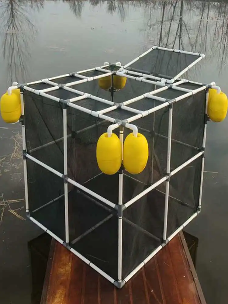 積み重ね可能な正方形の漁網ケージ（カバー付き）大容量養殖ケージフローティングボール漁具エビケージその他の漁具
