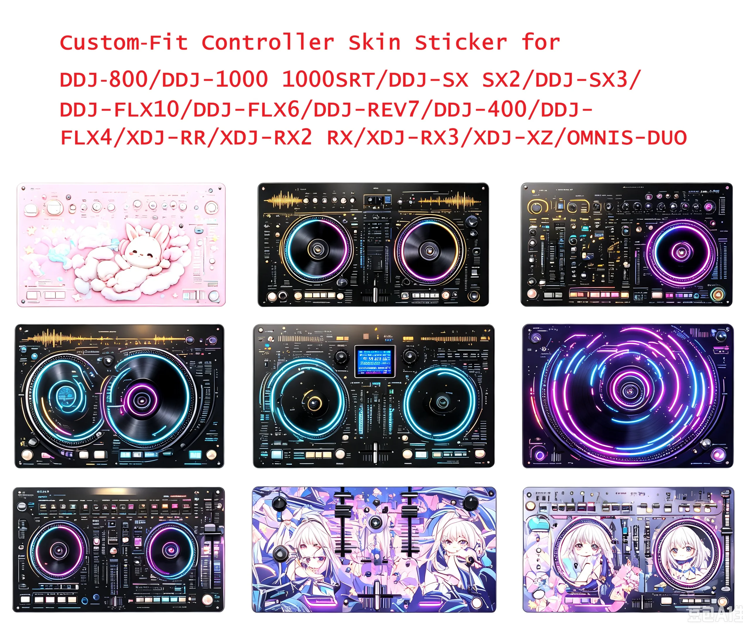Custom DJ Controller Panel Protective Film Compatible with Pioneer DDJ 400\800\1000 SX \2\3 FLX4\10 REV7 SR RB SB3,Skin Sticker