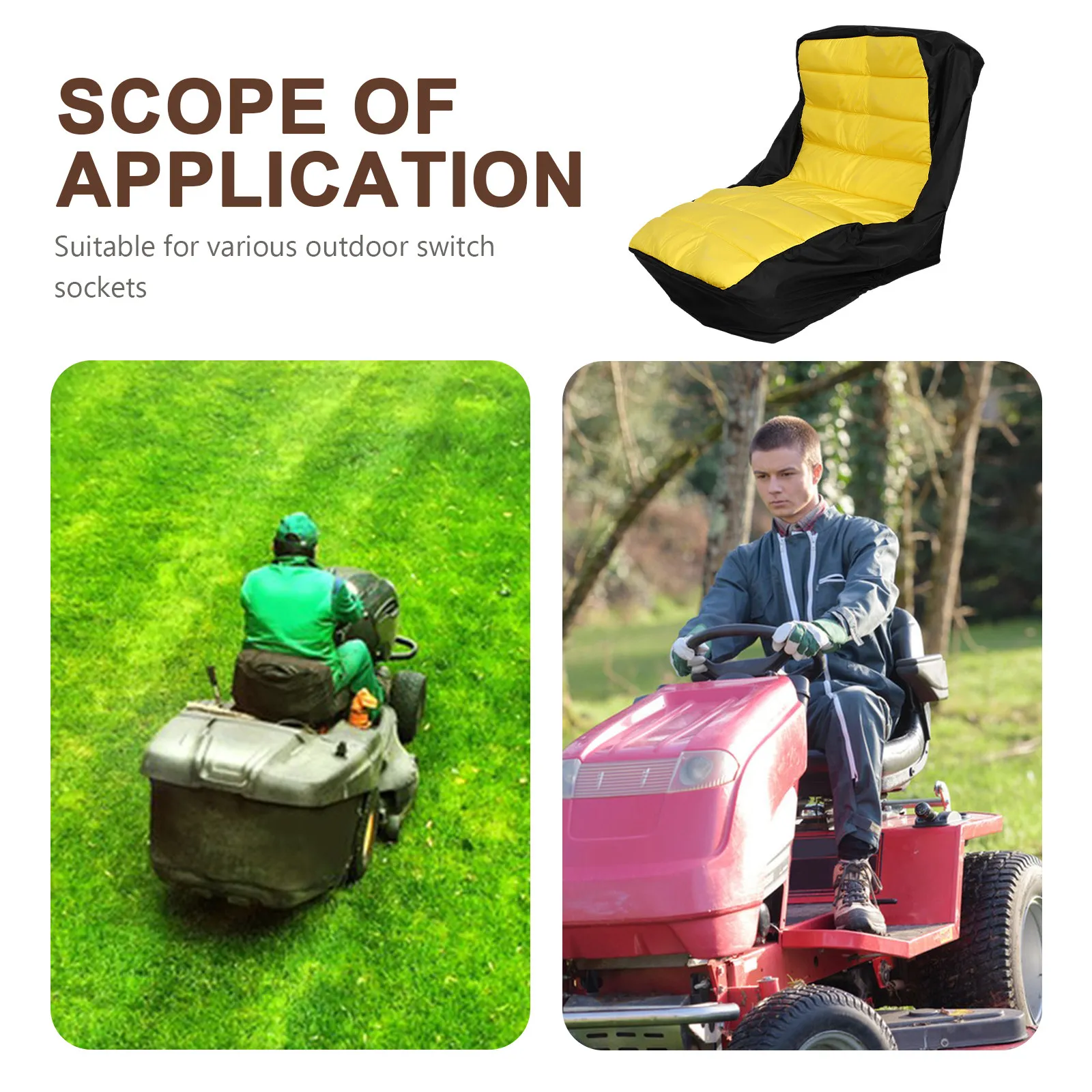 Riding Lawn Mower Seat Cover Heavy Duty Tractor Seat Protector Comfortable Fit for Armless Mowers