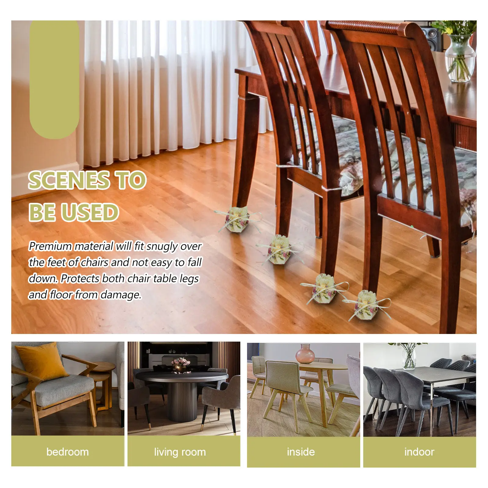 24Pcs Non Slip Chair Feet Caps Table Feet Covers Fabric Floor Protectors Reduce Noise Prevent Scratches on Hard Flooring