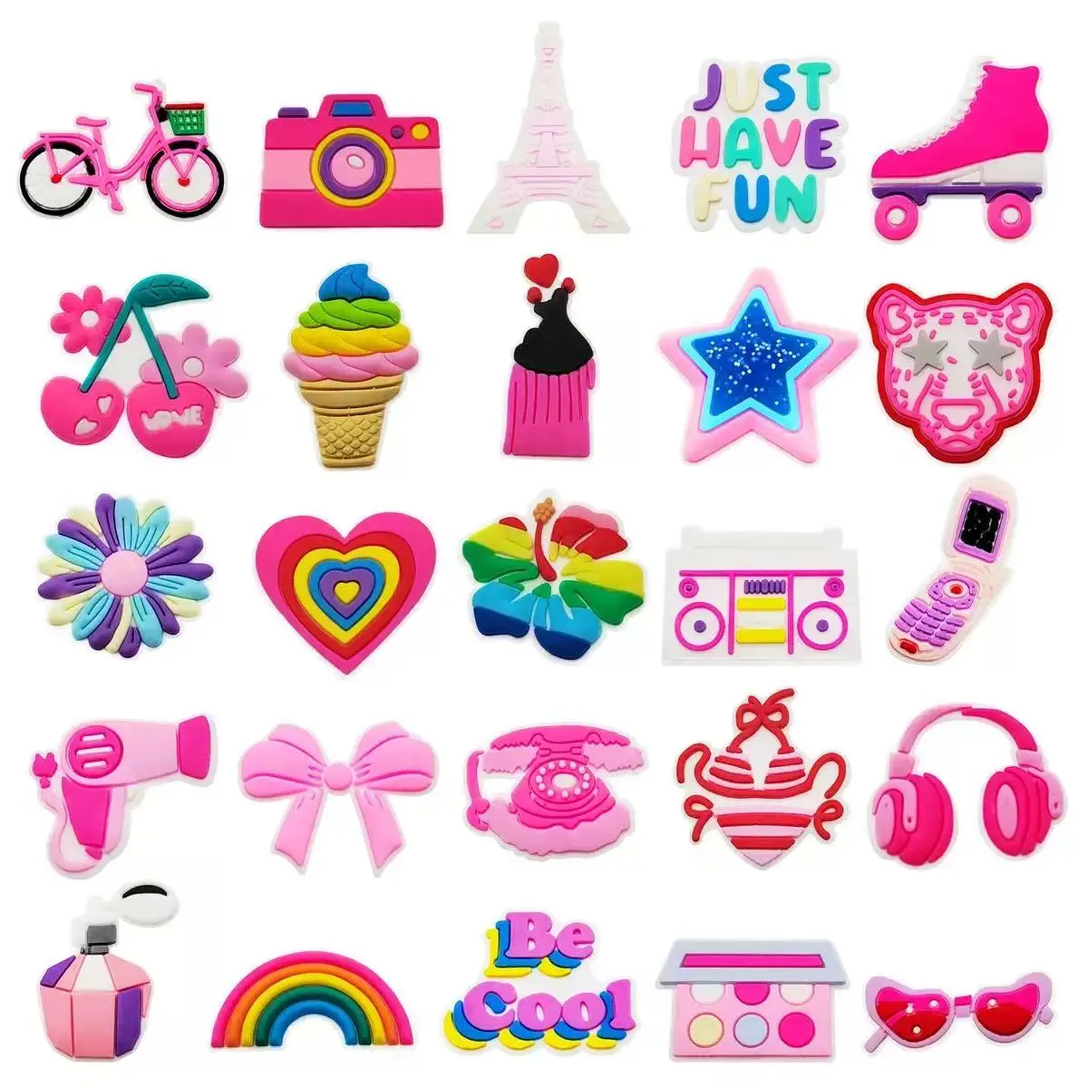 25/50PCS Pink Minimalist Series Shoe Charms For Sandals,Shoe Decoration Accessories Shoe Pins Great Gift For Men Wom