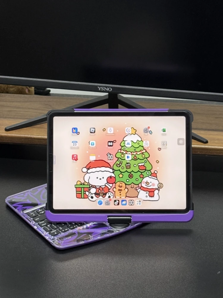 

Magic Keyboard Case For Ipad & Pro & Air Transparent Bluetooth 360° Rotating Transparent Light-Emitting Protective Keyboard Case
