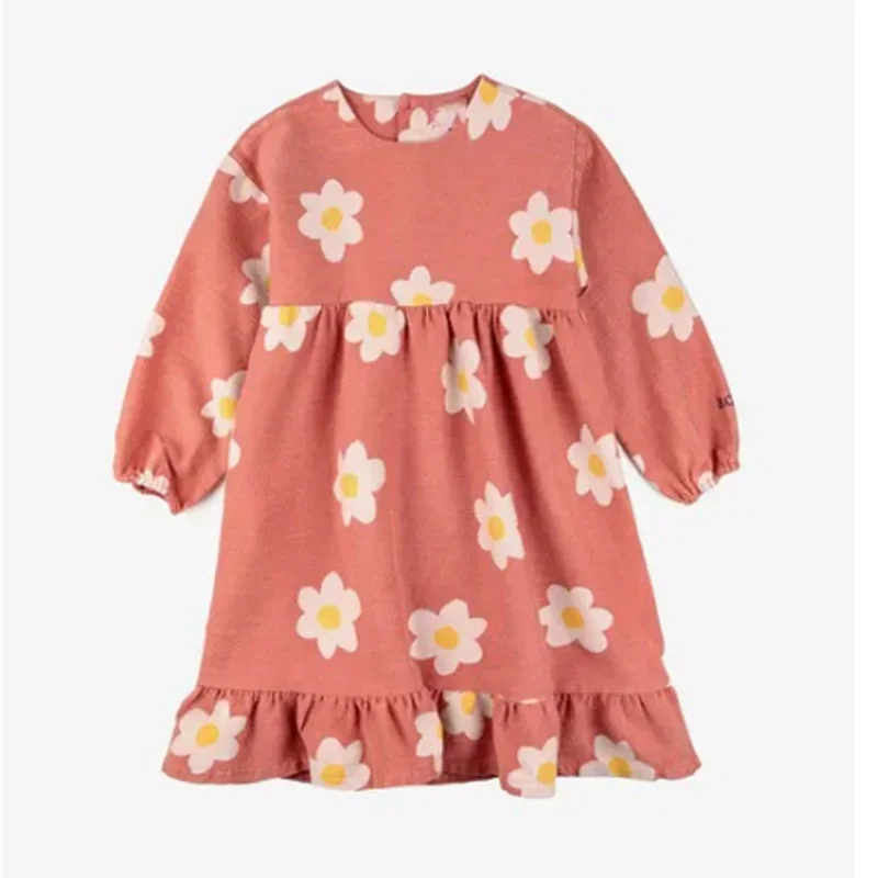 ما قبل البيع (السفينة أغسطس) 2024 قبل الميلاد الصيف الكرز التنانير فتاة التطريز فستان طفل بوتيك الملابس شاطئ عطلة فستان بنات حفلة