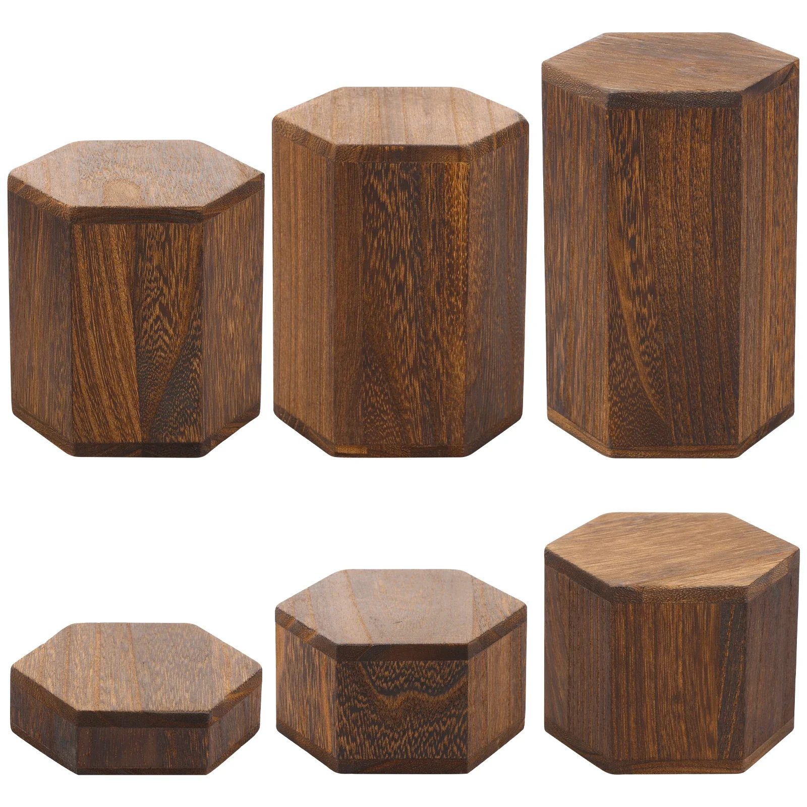 Wooden 6-piece Hexagonal Display Rack Suitable for Showcasing Jewelry and Accessories Brown Cube Storage Rack Gift Storage