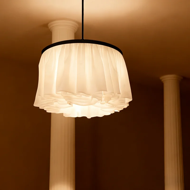 2026 Minimalism Wabi Sabi White Fabric Pendant Lamp Living Dining Bedroom B&B Home Decor LED Cloth Droplight Indoor Lighting Fix