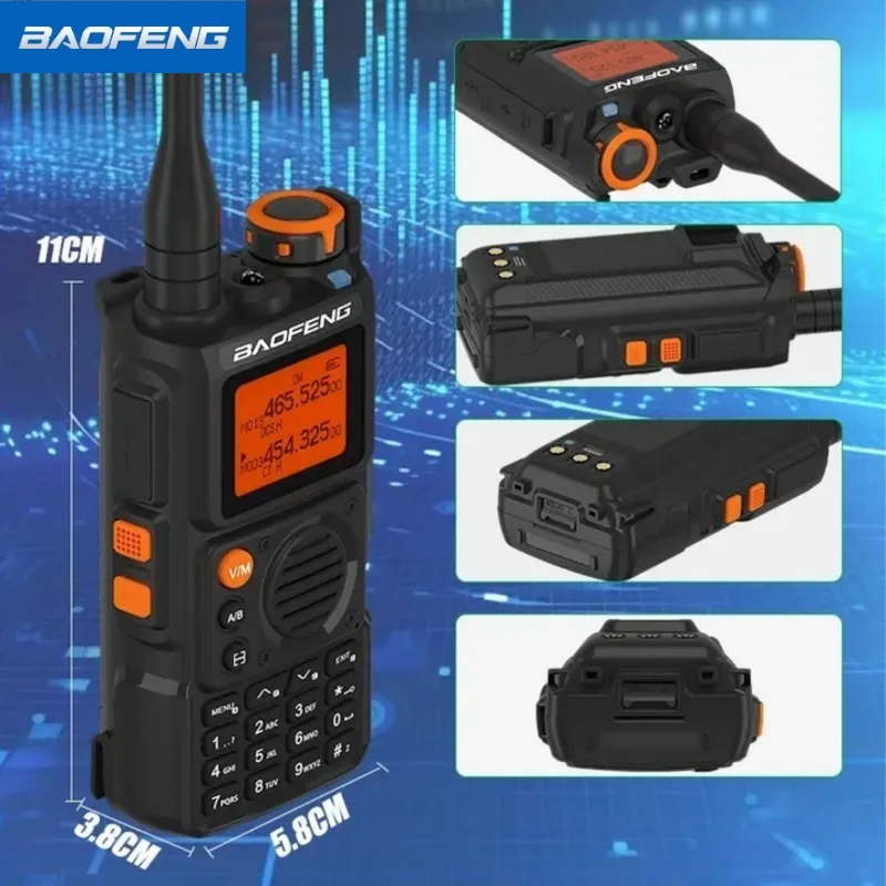 Baofeng جهاز اتصال لاسلكي BF-K6 خارجي احترافي محمول جهاز اتصال لاسلكي عالي الطاقة مضاد للسقوط شاشة كبيرة أكثر من 10 أمتار راديو