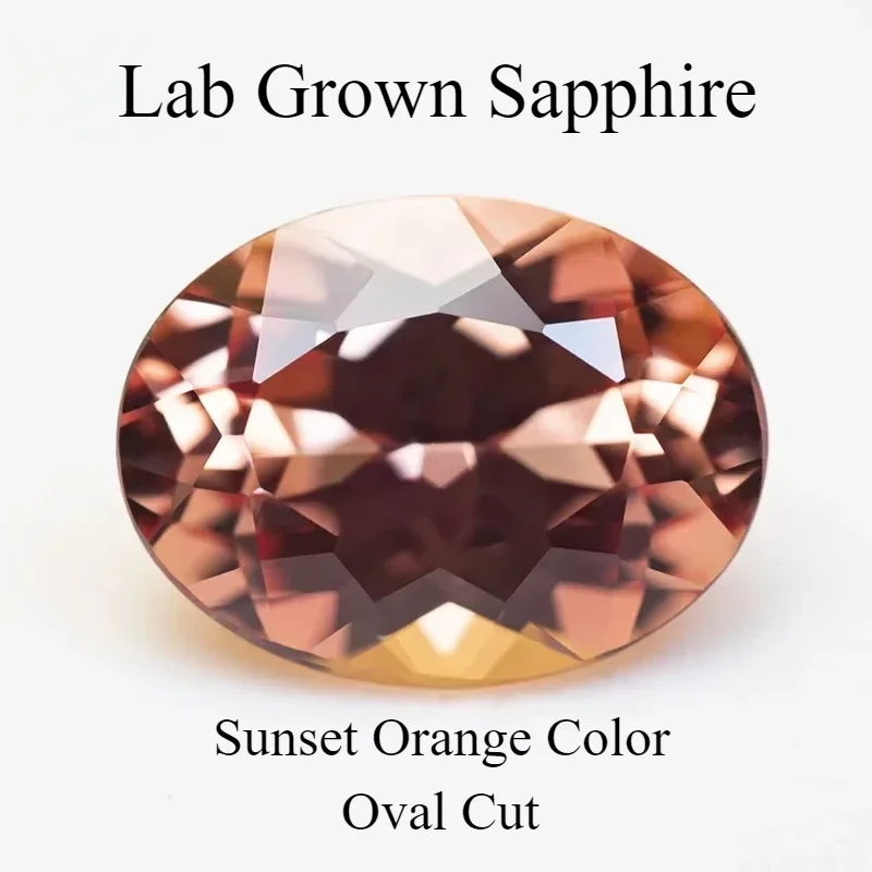 

Lab Grown Sapphire Oval Shape Sunset Orange Color Charms Gemstones For Diy Jewelry Making Material Selectable AGL Certifica