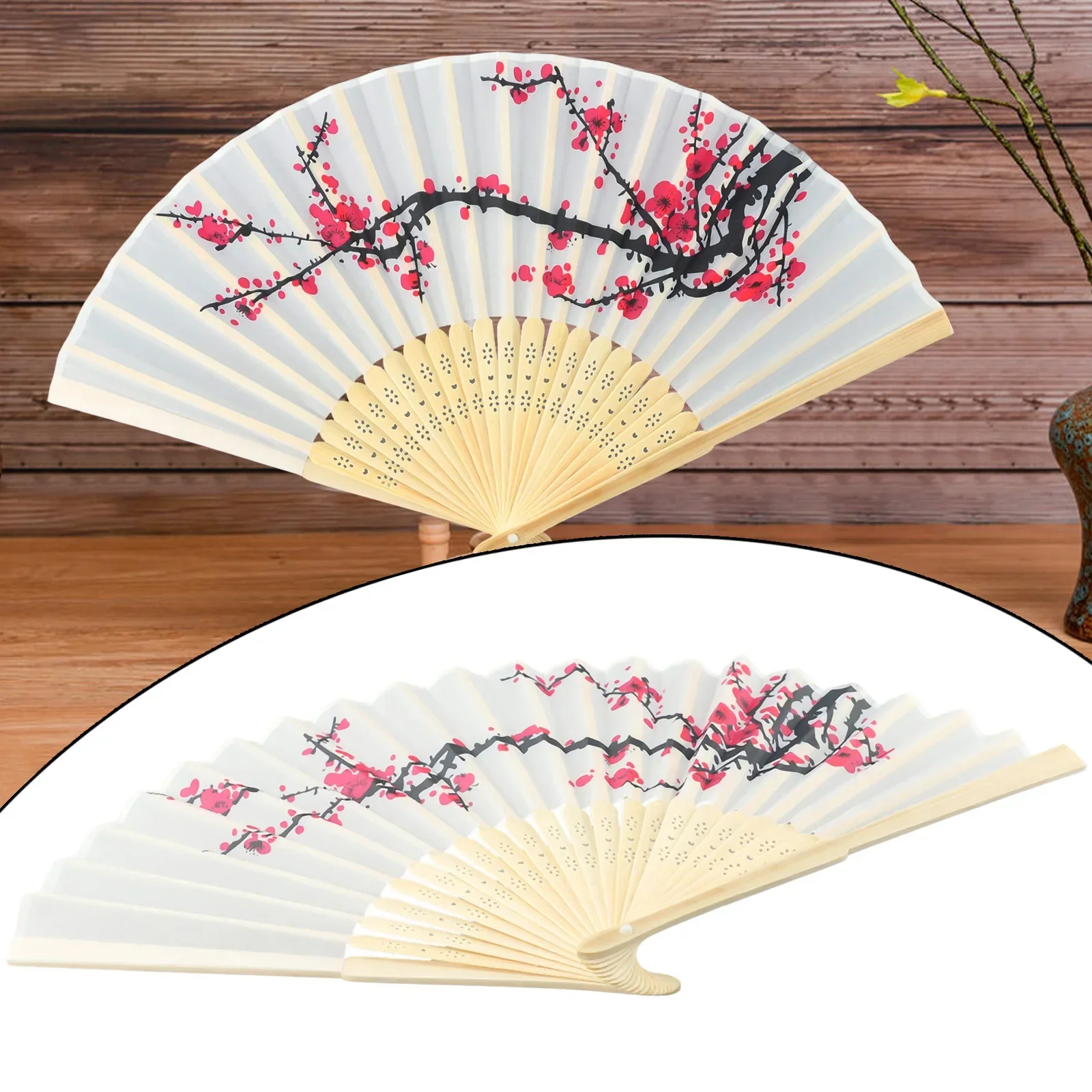 Tools Hand Fan Folding 38cm Unfolding Diameter Cherry Blossom Cloth Decorating Garden Parties Handmade Outdoor Weddings