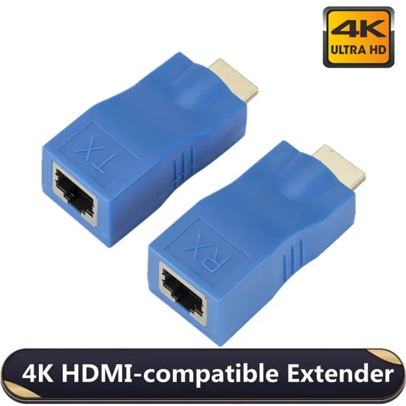 RJ45 4K HDMI-compatible Extender 1 Pair Extension Up to 30m Over CAT5e Cat6 Network Ethernet LAN for HDTV HDPC DVD PS3 STB