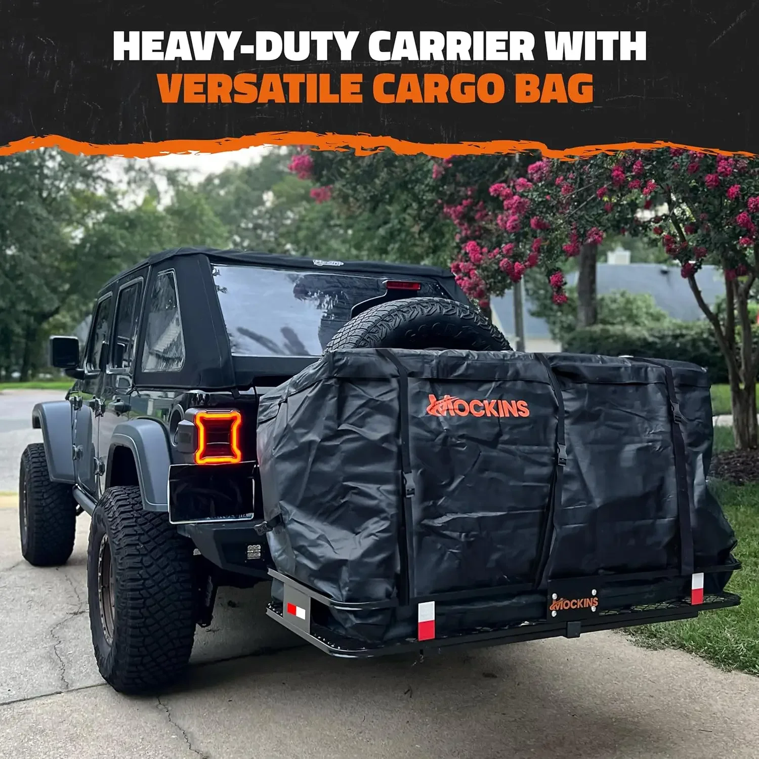 60"x24"x6" Folding Trailer Hitch Cargo Carrier w/ 25 CuFt. Cargo Hitch Carrier Bag | 500 Lbs. Cap Weatherproof Steel Lug