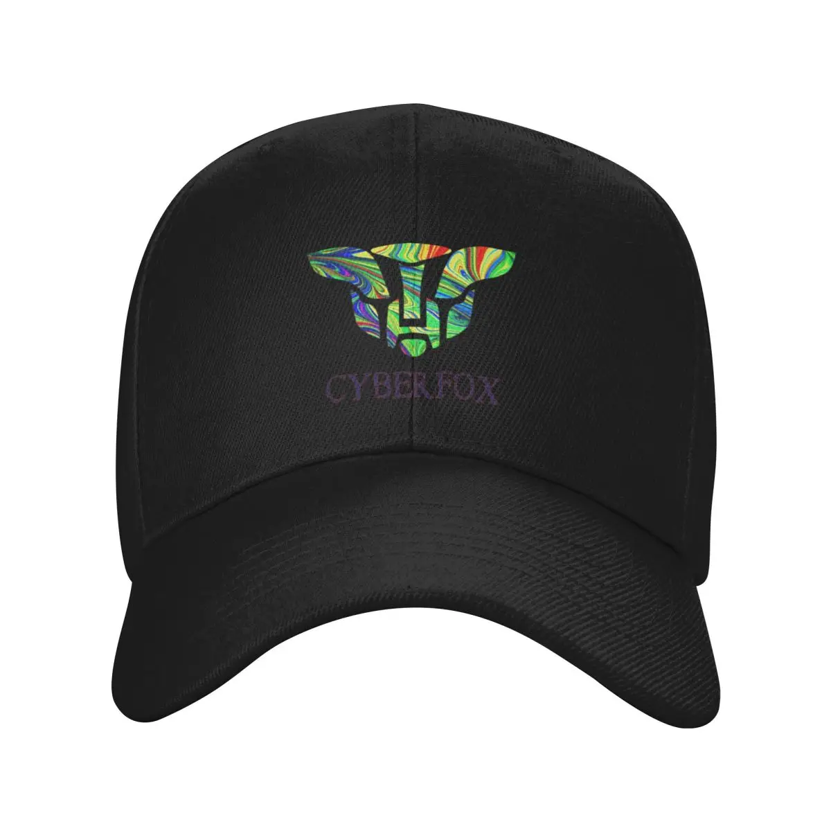 Fashion CyberFox - The Psychedelic Multicolored Cyber Fox With Ears Down baseball cap Everyday Commuting Brand Man Caps
