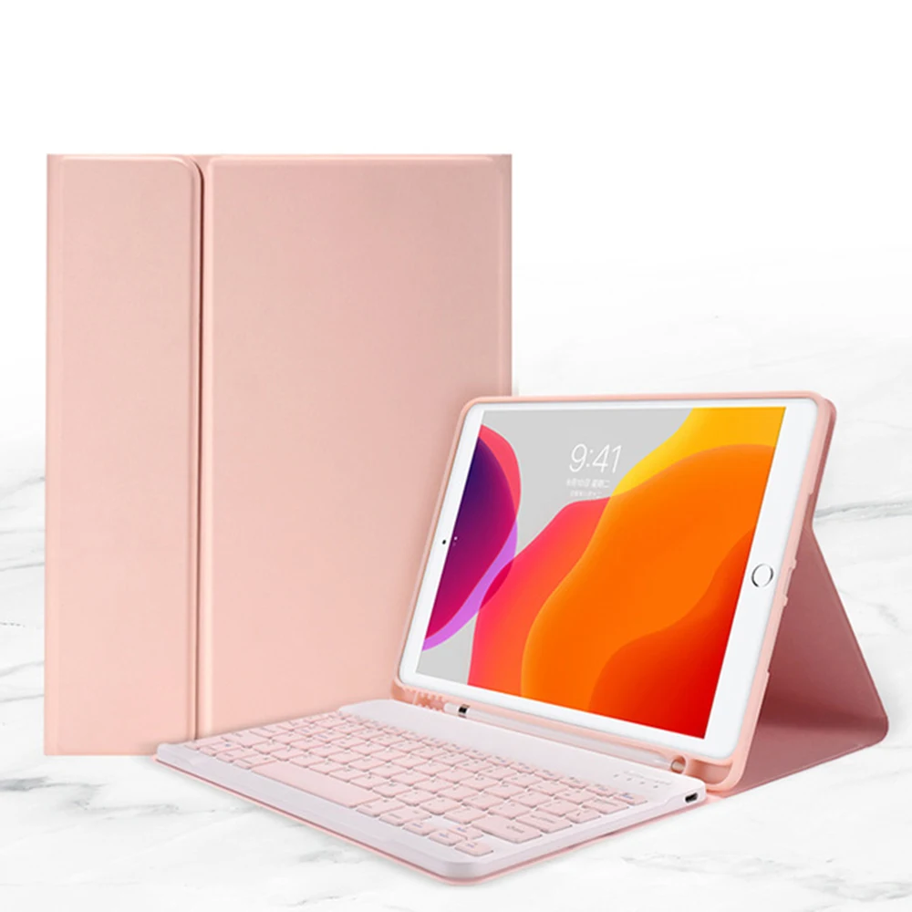 

2-in-1 Bluetooth Keyboard Candy Color Leather Stand Shell Case with Pen Slot for iPad 10.2 (2021)/(2020)/(2019)