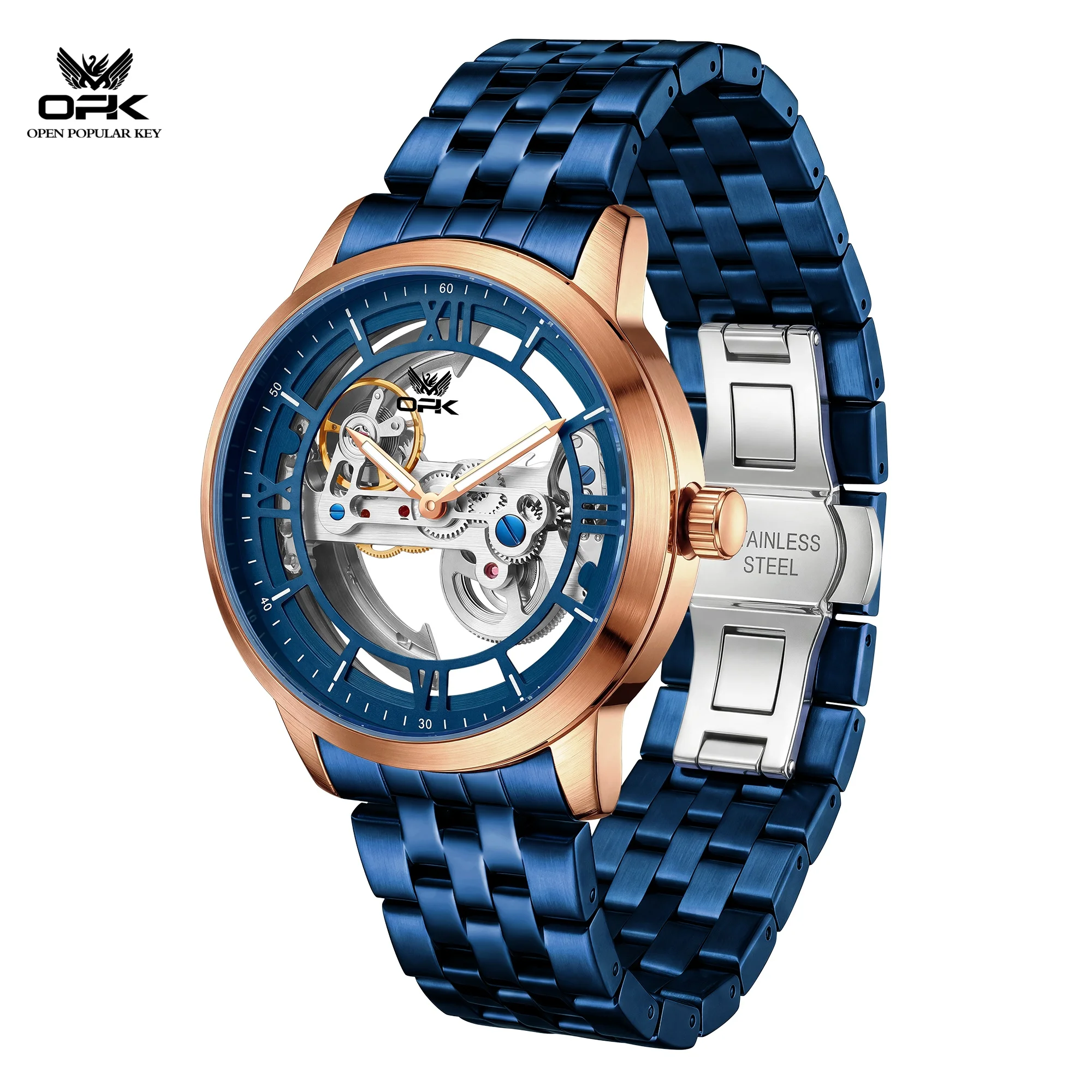 OPK 6112 Fashion Man Watch Luminous Waterproof Fully Skeleton Automatic Mechanical Men's Business Wristwatch High Quality
