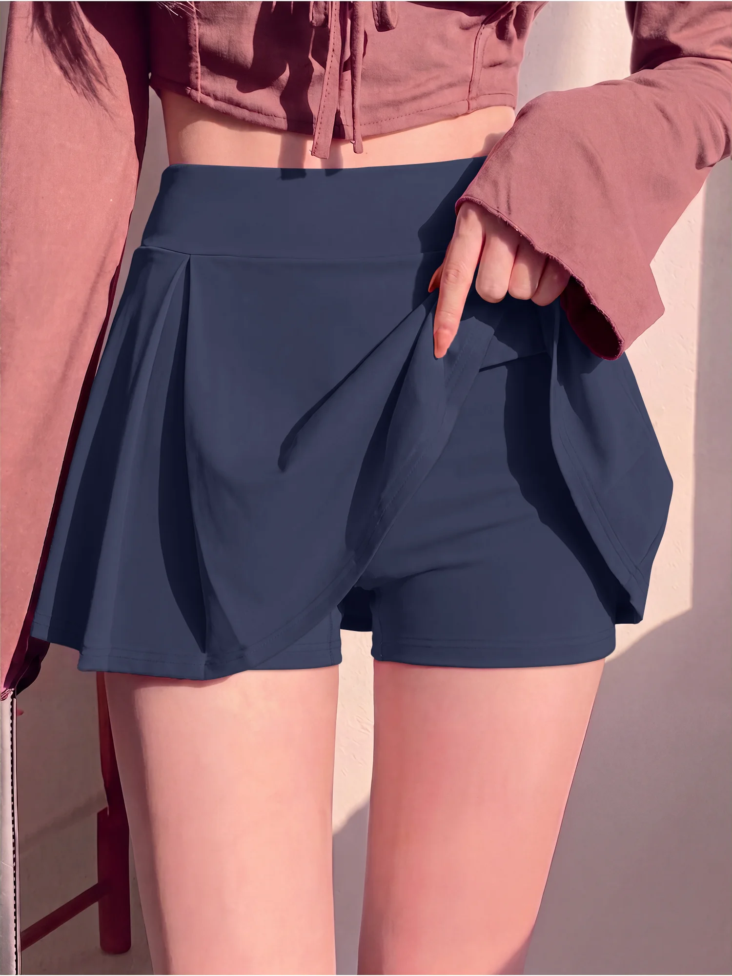 Damen-Plisseerock mit breitem Bund, Anti-Reibungs-Futter, Shorts-Rock, Tennis, Workout, Streetwear, Minirock – Detail 23