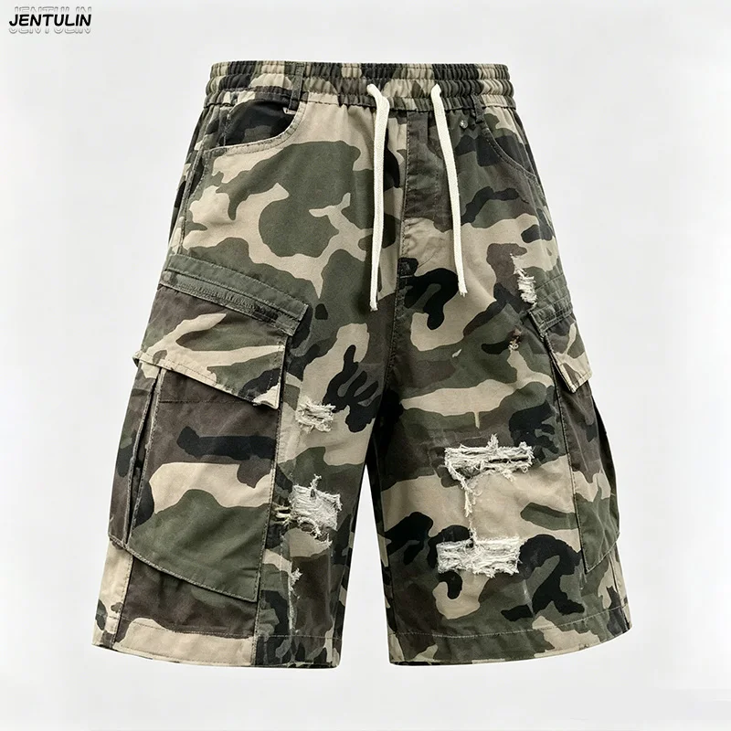 

American Street Workwear Camouflage Shorts For Men Women Summer Trend High Street Loose Cool Functional Casual Five Quarter Pant